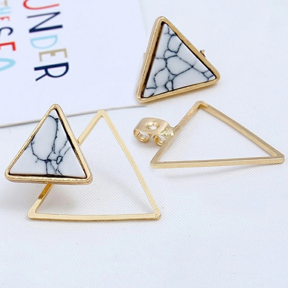 Marble triangle earrings - Picture 3 of 5